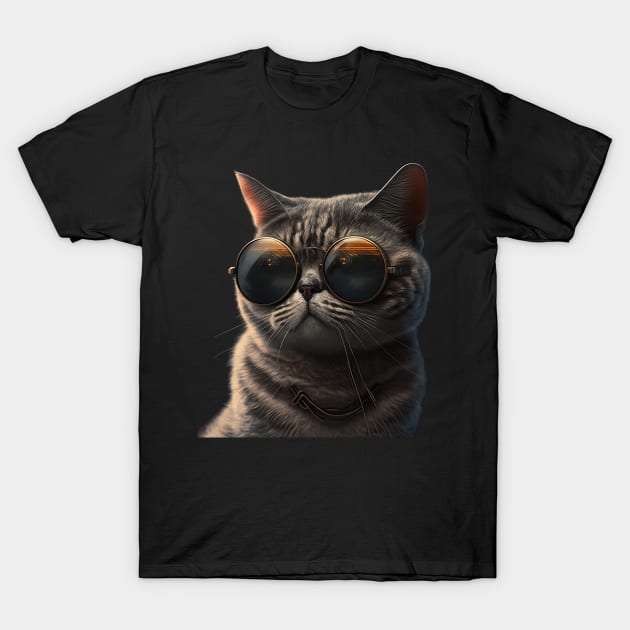 Cat Wearing Sunglasses T-Shirt by AI INKER